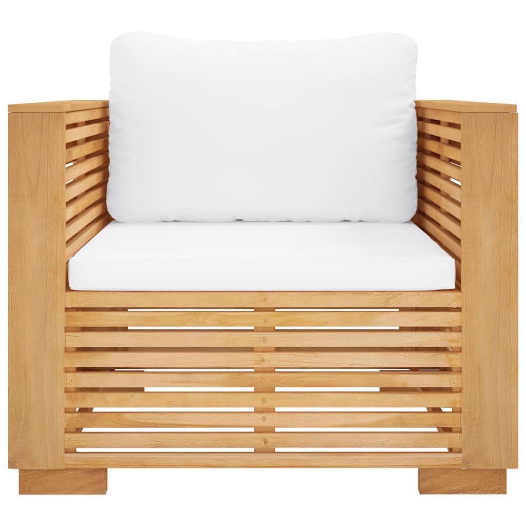 Divano da Giardino con Cuscini Crema in Legno Massello di Teak | homemem39