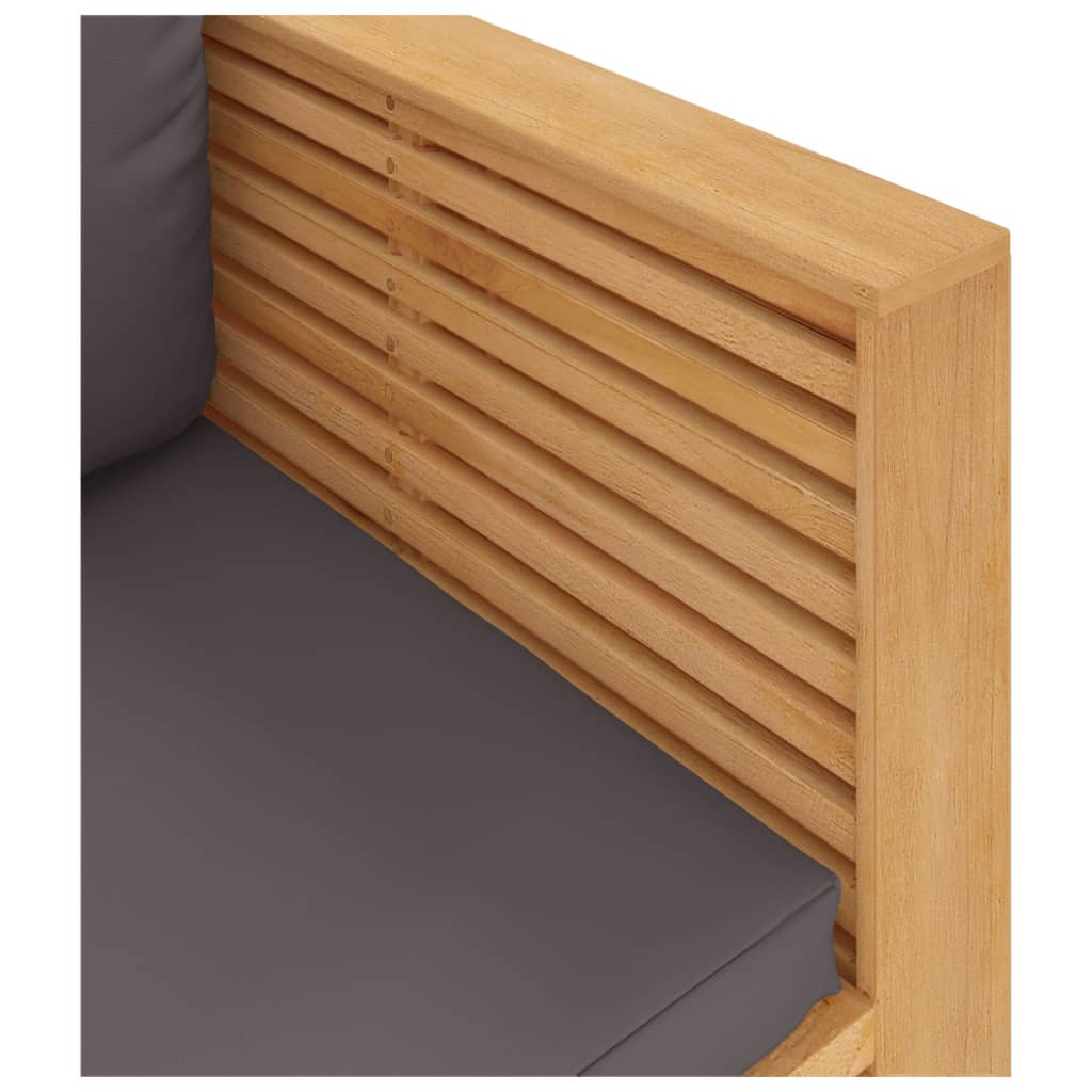 Divano da Giardino Cuscini Grigio Scuro Legno Massello di Teak