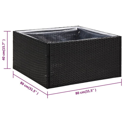 Fioriera da Giardino Nero 80x80x40 cm in Polyrattan | homemem39