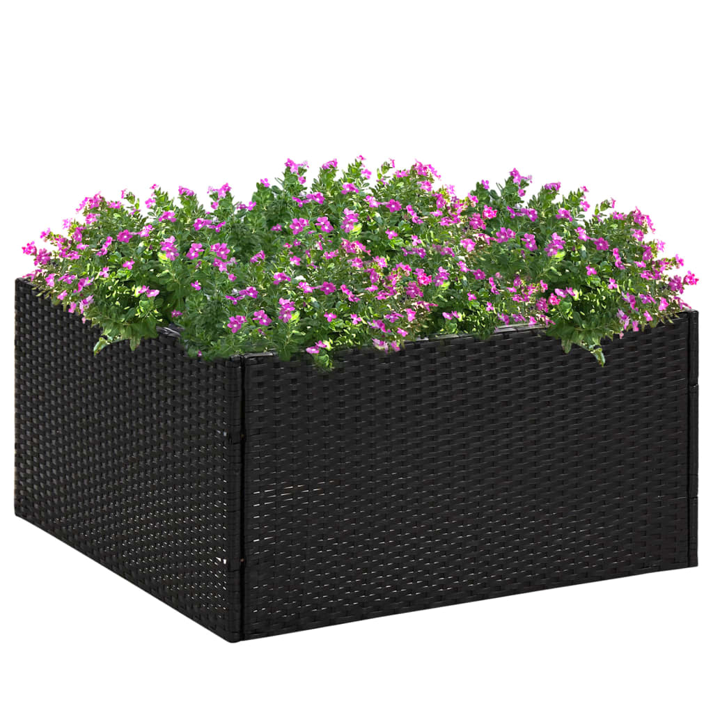 Fioriera da Giardino Nero 80x80x40 cm in Polyrattan | homemem39