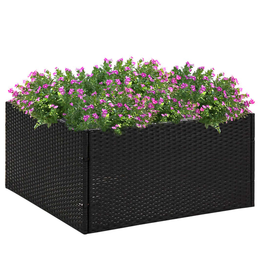 Fioriera da Giardino Nero 80x80x40 cm in Polyrattan | homemem39