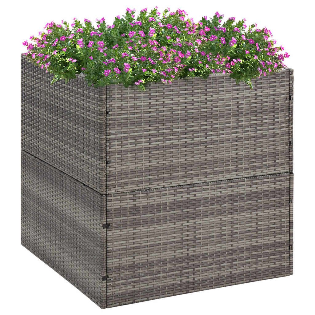 Fioriera da Giardino Grigia 80x80x80 cm in Polyrattan - homemem39