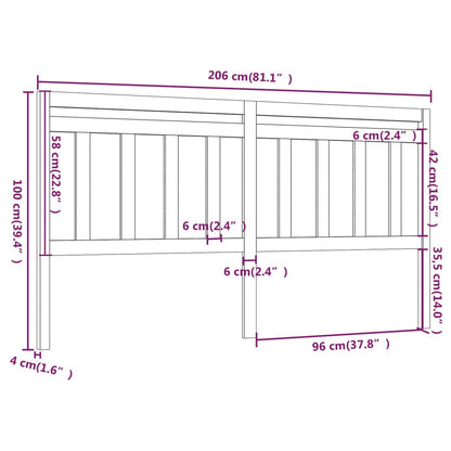 Testiera per Letto Grigia 206x4x100cm in Legno Massello di Pino - homemem39
