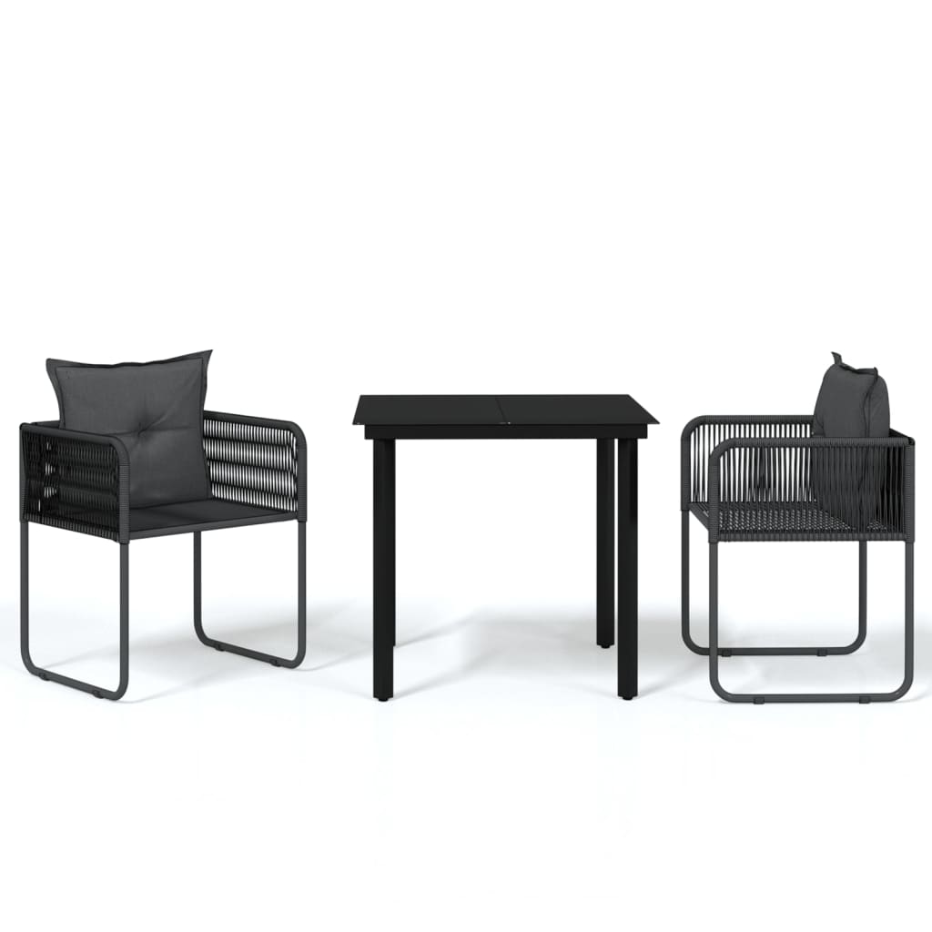 Set da Pranzo da Giardino 3 pz Nero - homemem39