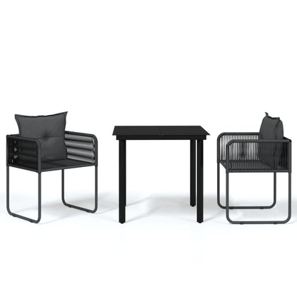 Set da Pranzo da Giardino 3 pz Nero - homemem39