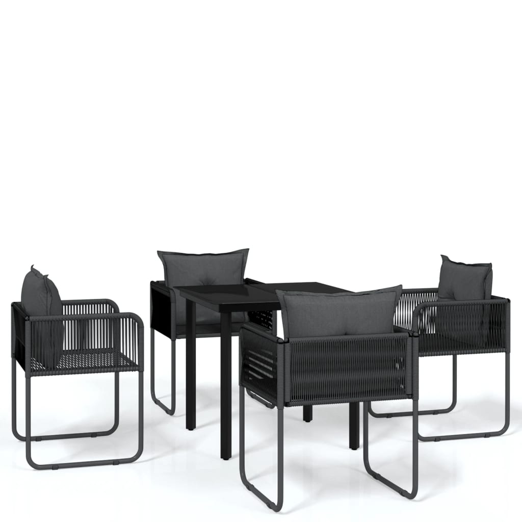 Set da Pranzo da Giardino 5 pz Nero - homemem39