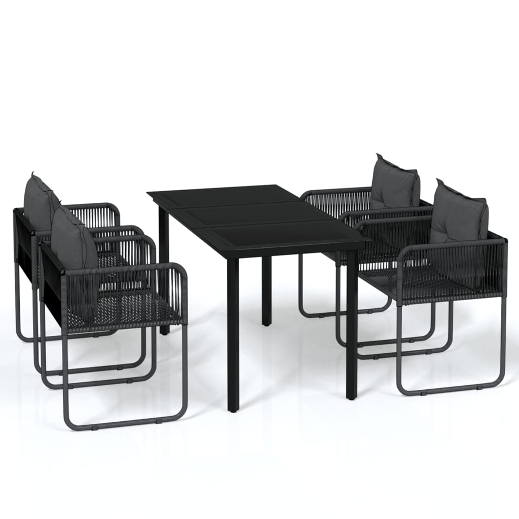 Set da Pranzo da Giardino 5 pz Nero - homemem39