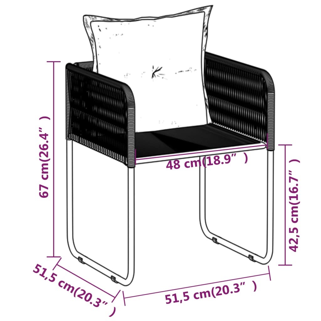 Set da Pranzo da Giardino 7 pz Nero | homemem39