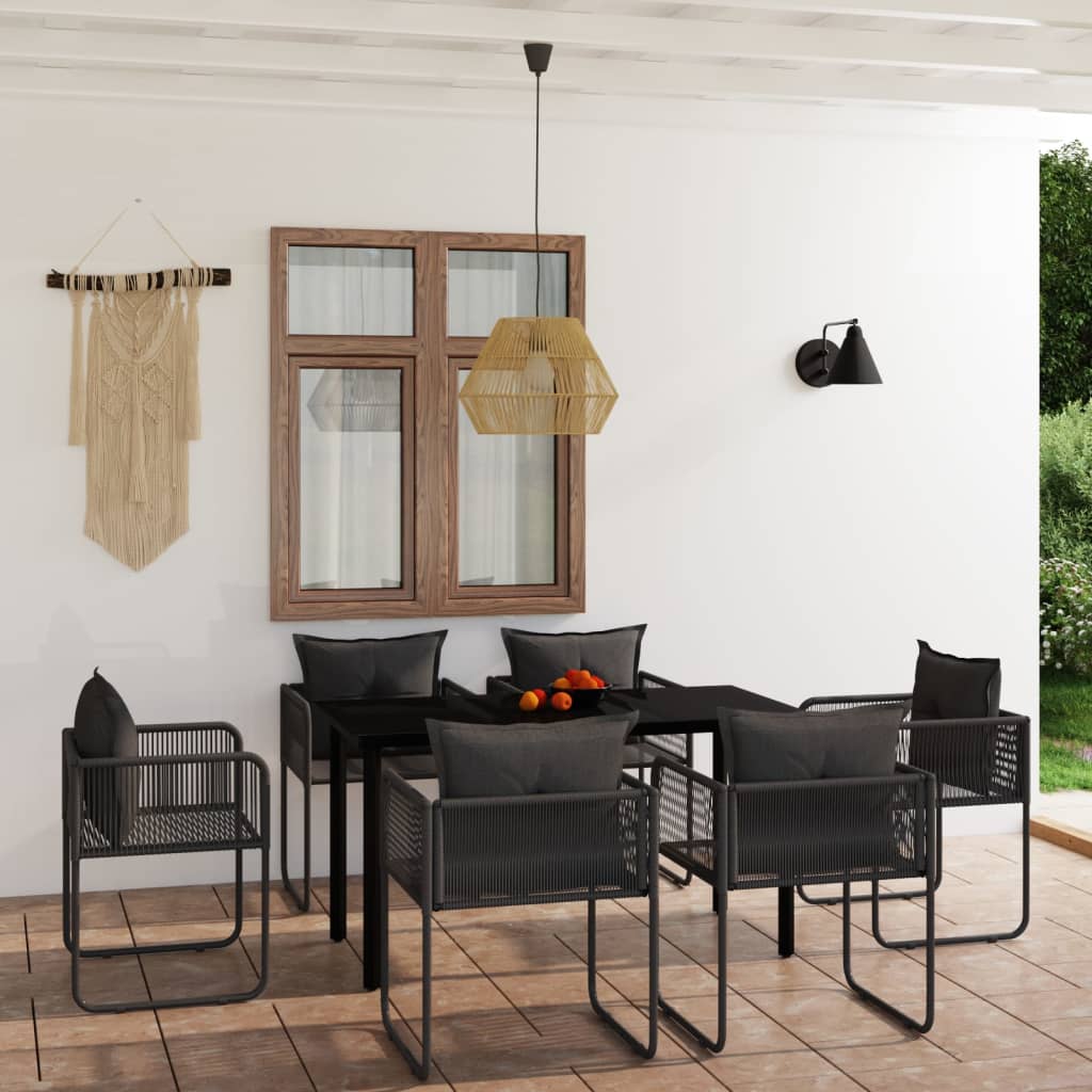 Set da Pranzo da Giardino 7 pz Nero | homemem39