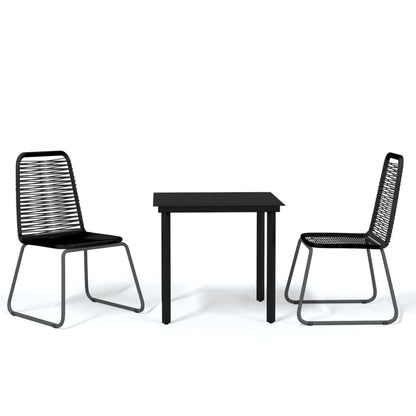 Set Mobili da Pranzo per Giardino 3 pz Nero