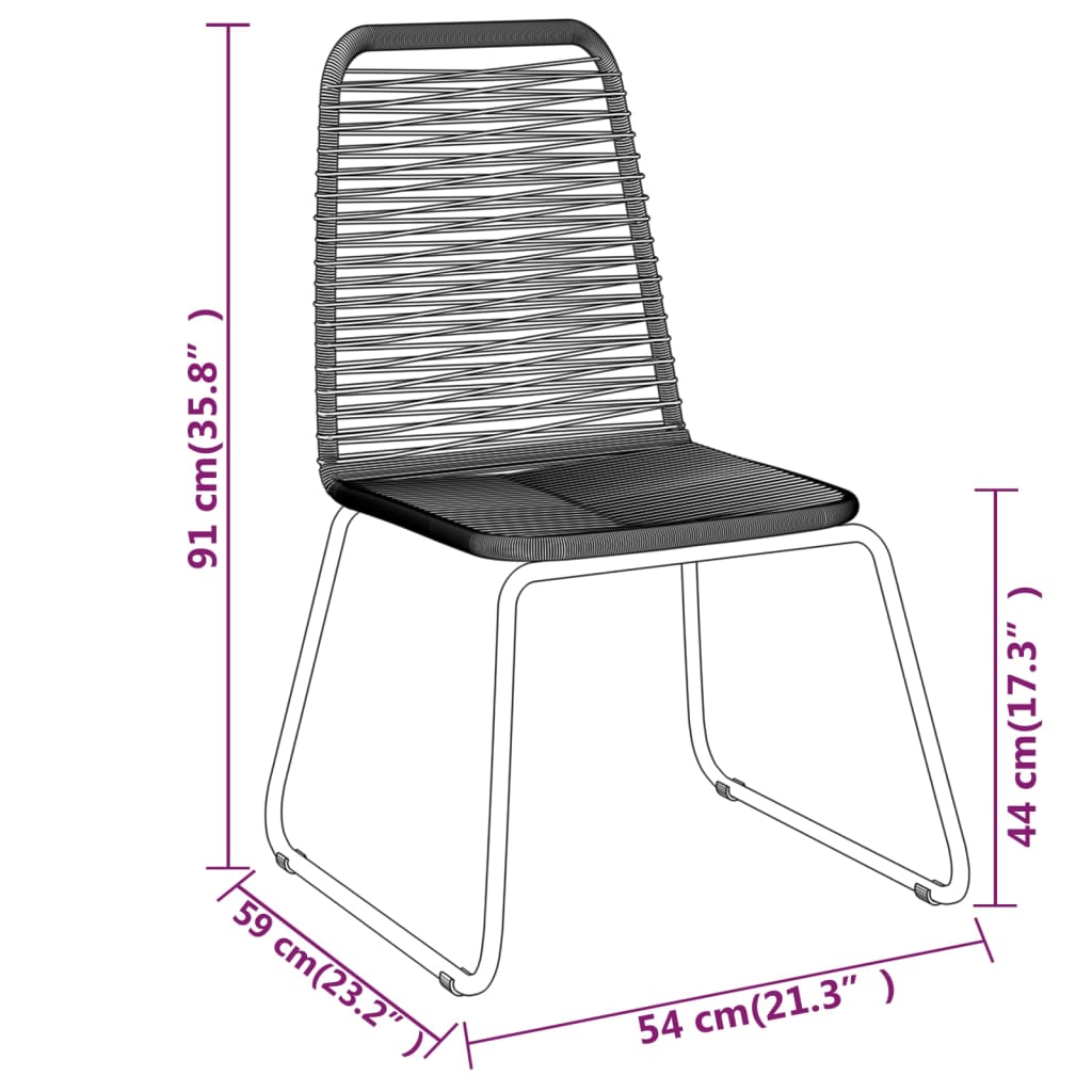 Set Mobili da Pranzo per Giardino 3 pz Nero - homemem39
