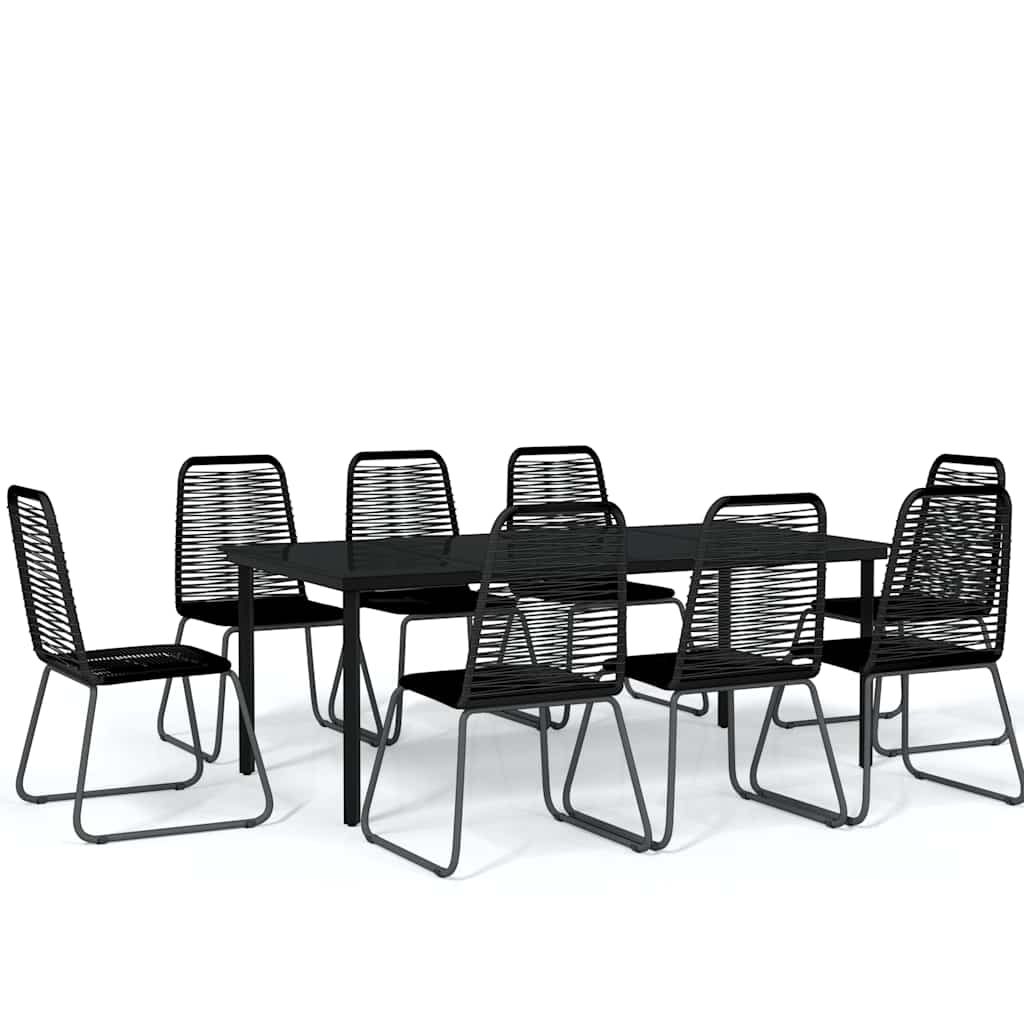 Set da Pranzo per Giardino 9 pz con Cuscini Nero | homemem39