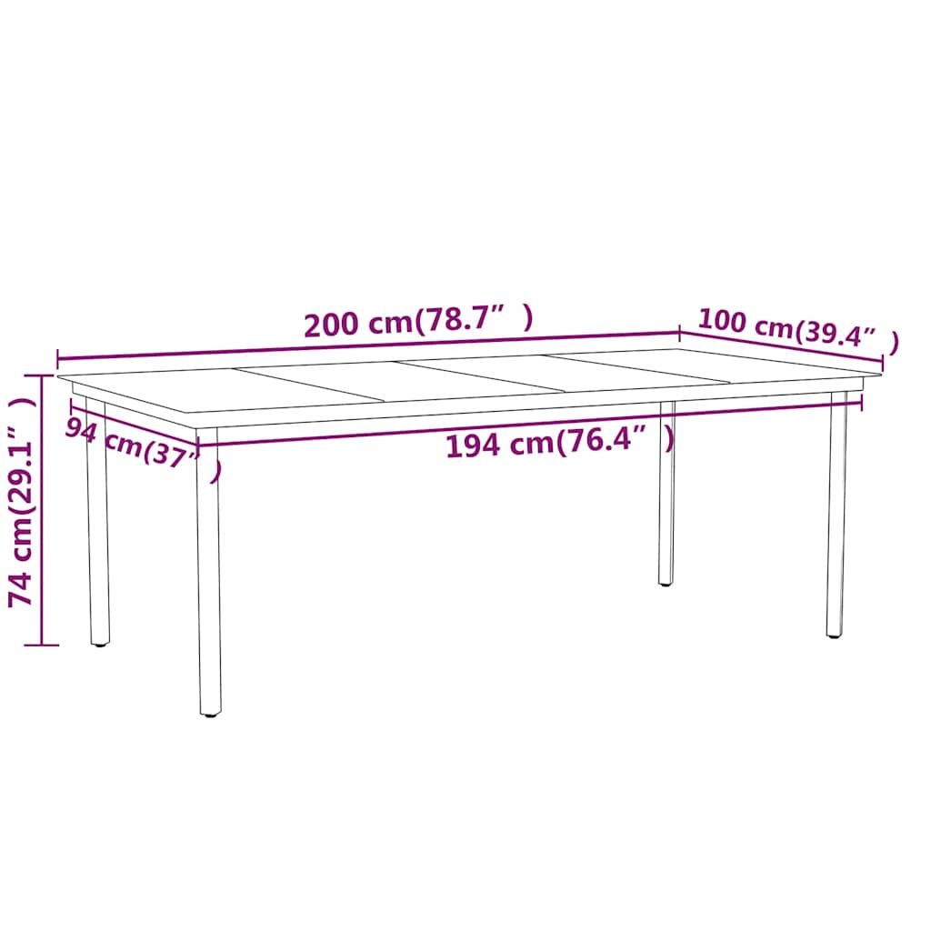 Set da Pranzo per Giardino 9 pz con Cuscini Nero | homemem39