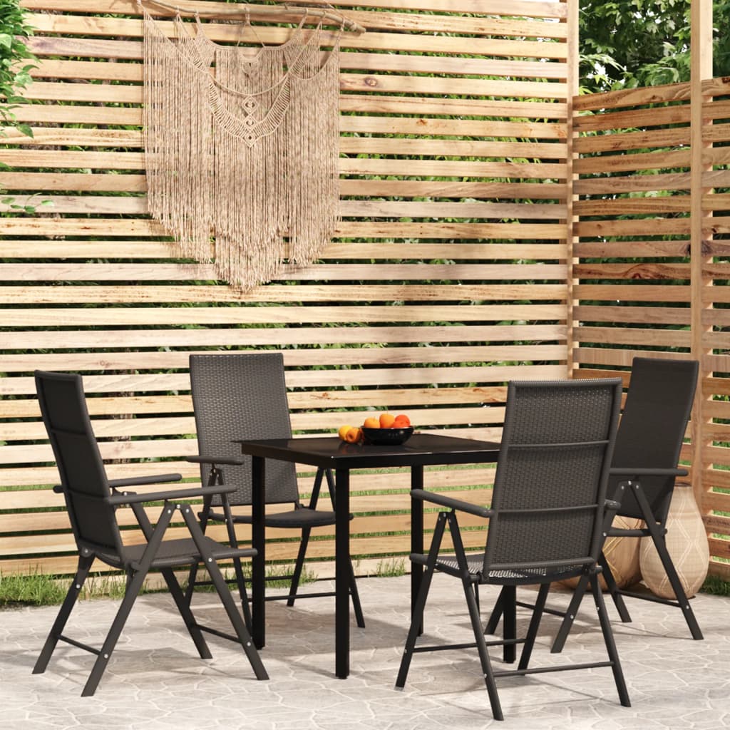 Set Mobili da Pranzo per Giardino 5 pz Nero - homemem39
