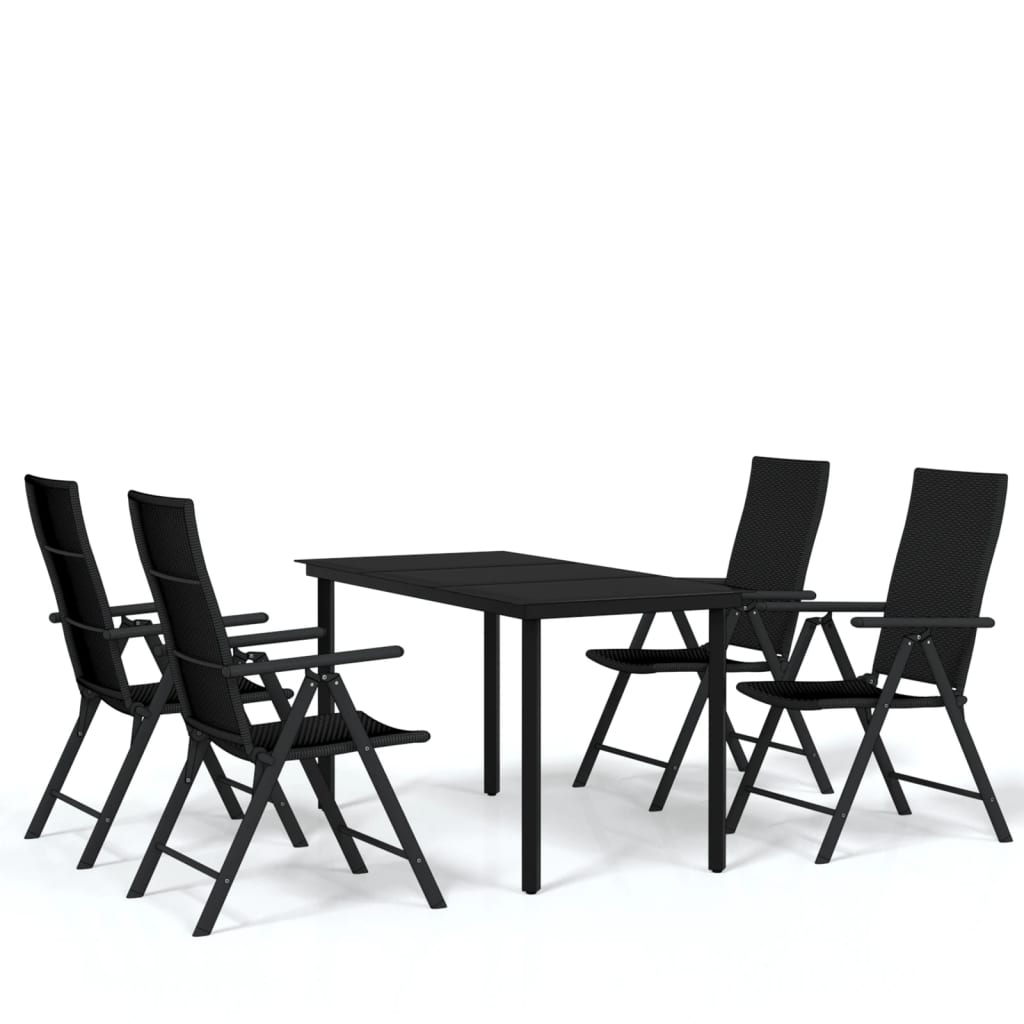 Set da Pranzo da Giardino 5 pz Nero - homemem39