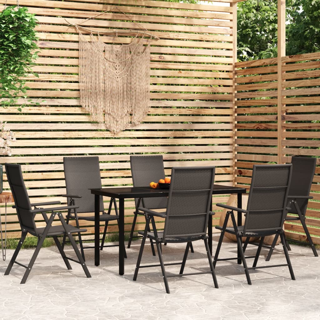 Set da Pranzo da Giardino 7 pz Nero - homemem39