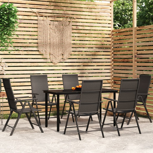 Set da Pranzo da Giardino 7 pz Nero - homemem39