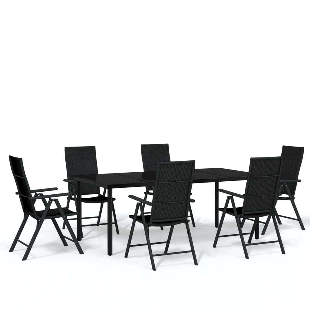 Set Mobili da Pranzo per Giardino 7 pz Nero - homemem39