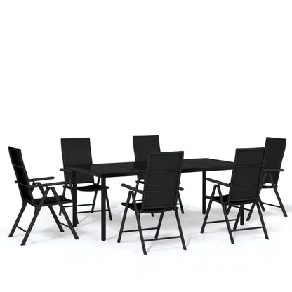 Set Mobili da Pranzo per Giardino 7 pz Nero - homemem39