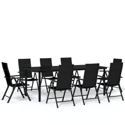 Set da Pranzo per Giardino 9 pz con Cuscini Nero - homemem39