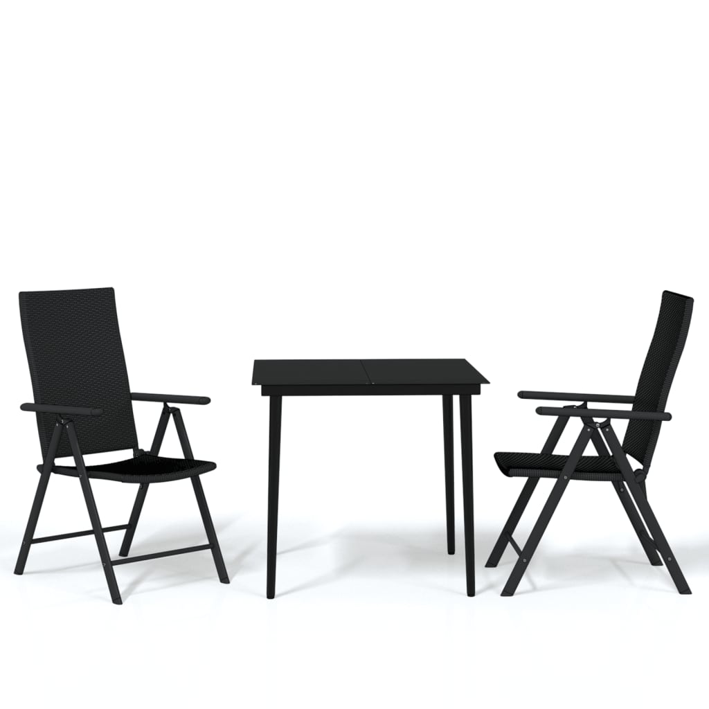 Set Mobili da Pranzo per Giardino 3 pz Nero - homemem39