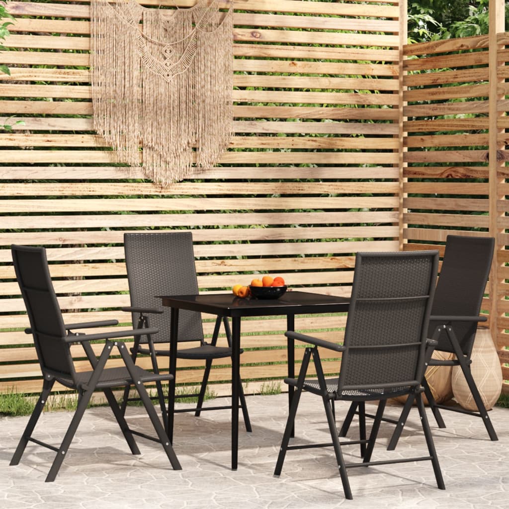 Set da Pranzo da Giardino 5 pz Nero - homemem39