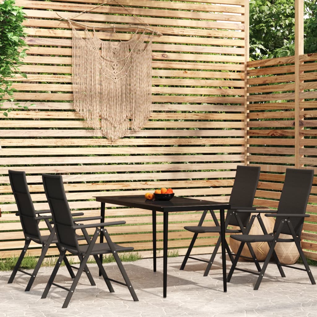 Set da Pranzo da Giardino 5 pz Nero - homemem39