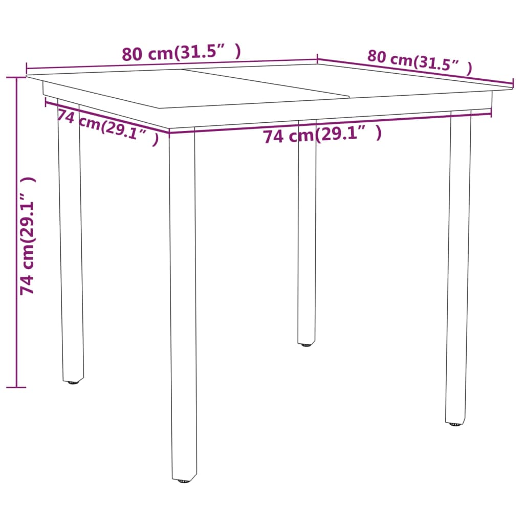 Set Mobili da Pranzo per Giardino 3 pz Nero | homemem39