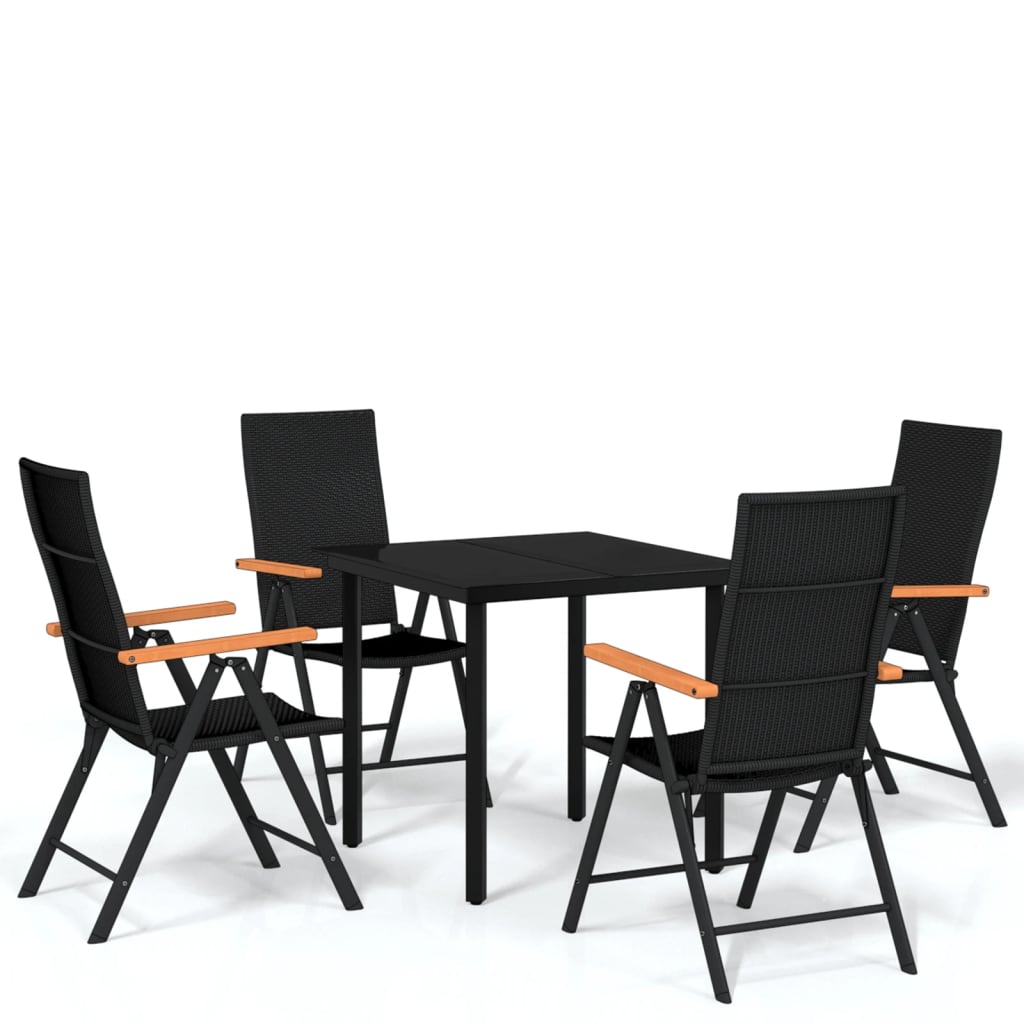Set da Pranzo da Giardino 5 pz Nero - homemem39