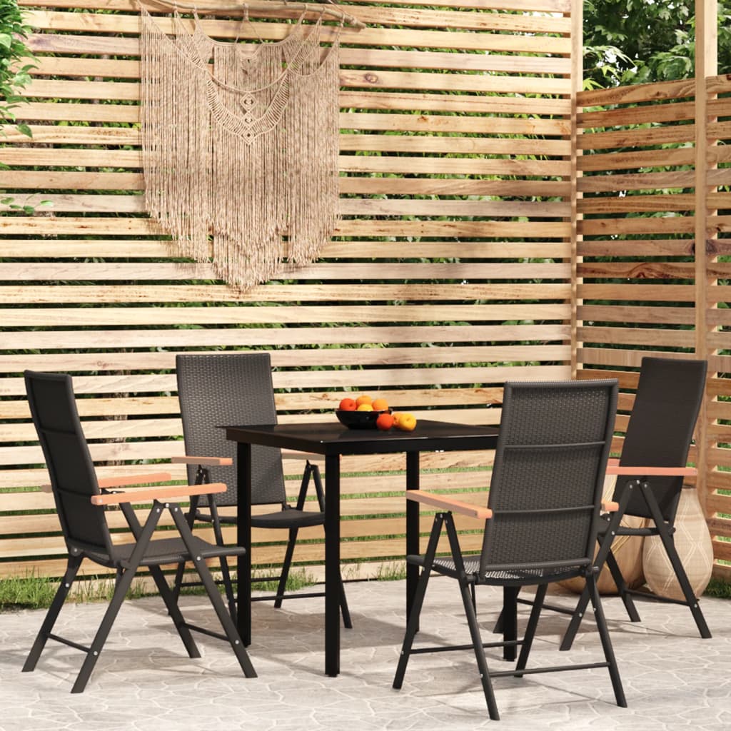 Set da Pranzo da Giardino 5 pz Nero | homemem39