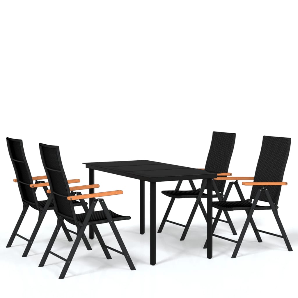 Set da Pranzo da Giardino 5 pz Nero | homemem39