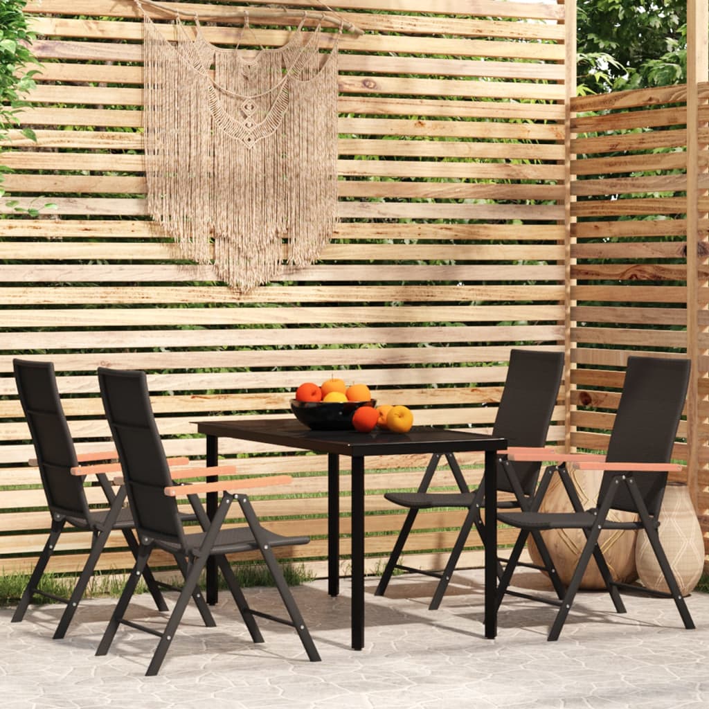Set da Pranzo da Giardino 5 pz Nero | homemem39