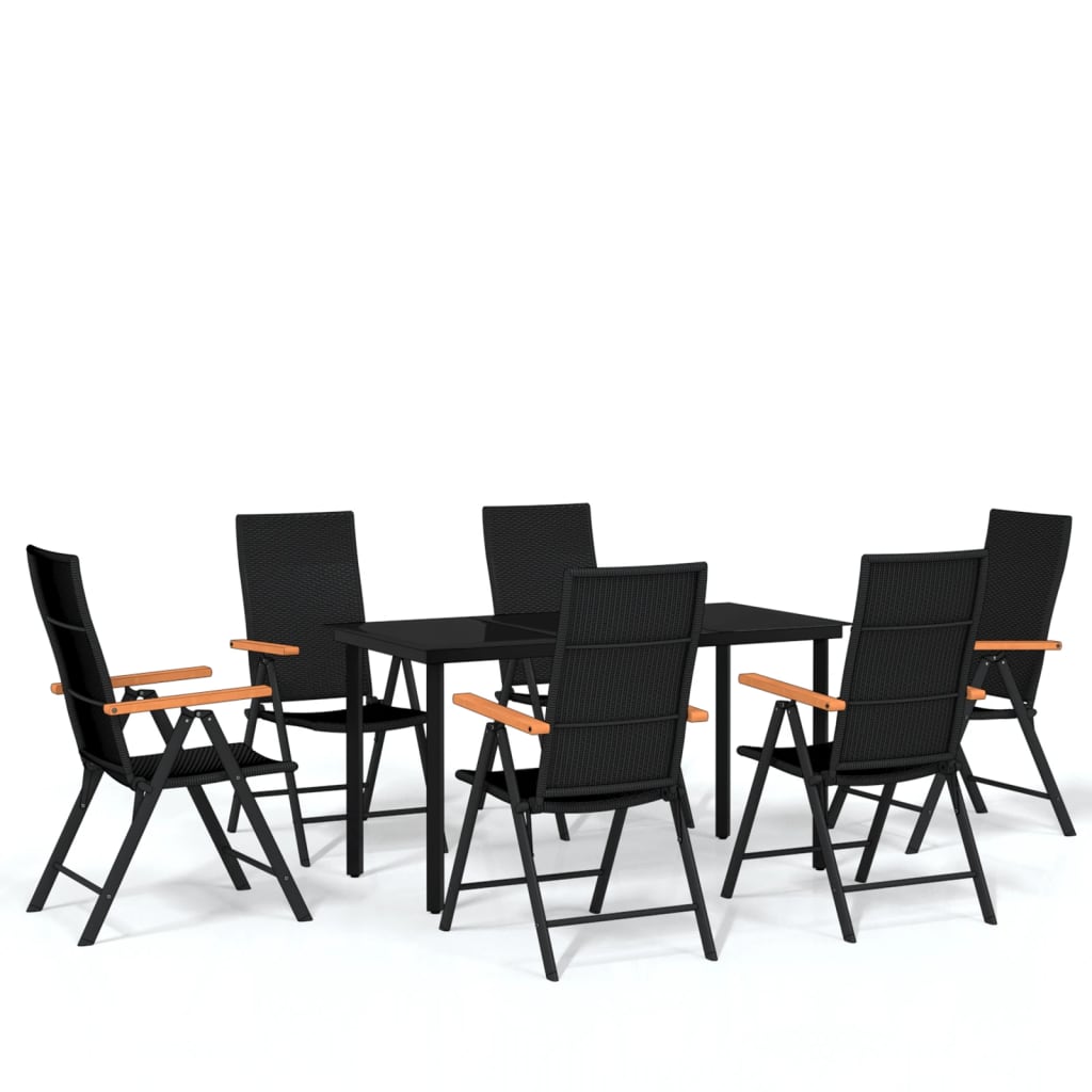 Set da Pranzo da Giardino 7 pz Nero - homemem39