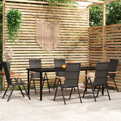 Set Mobili da Pranzo per Giardino 7 pz Nero | homemem39