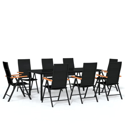 Set da Pranzo per Giardino 9 pz con Cuscini Nero | homemem39