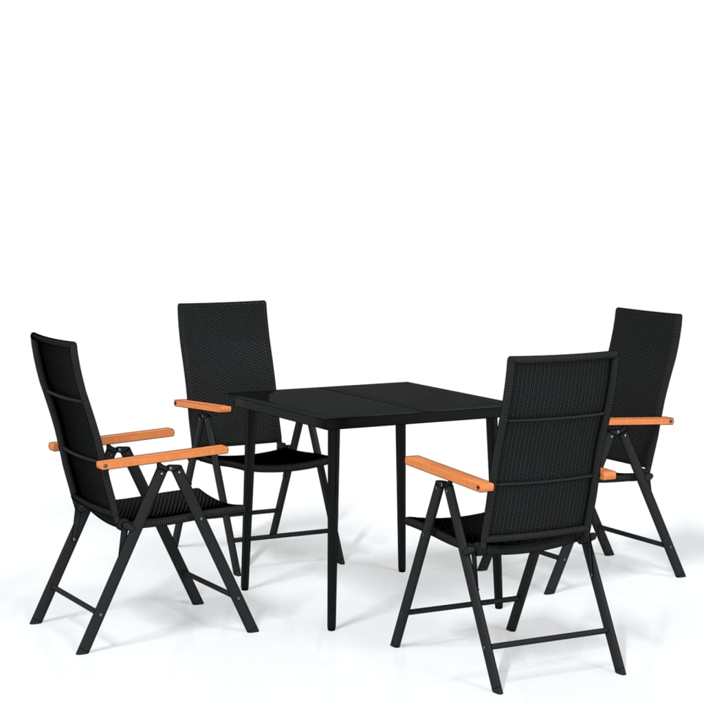 Set da Pranzo da Giardino 5 pz Nero | homemem39