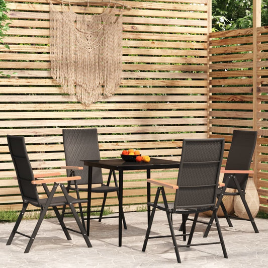 Set da Pranzo da Giardino 5 pz Nero - homemem39