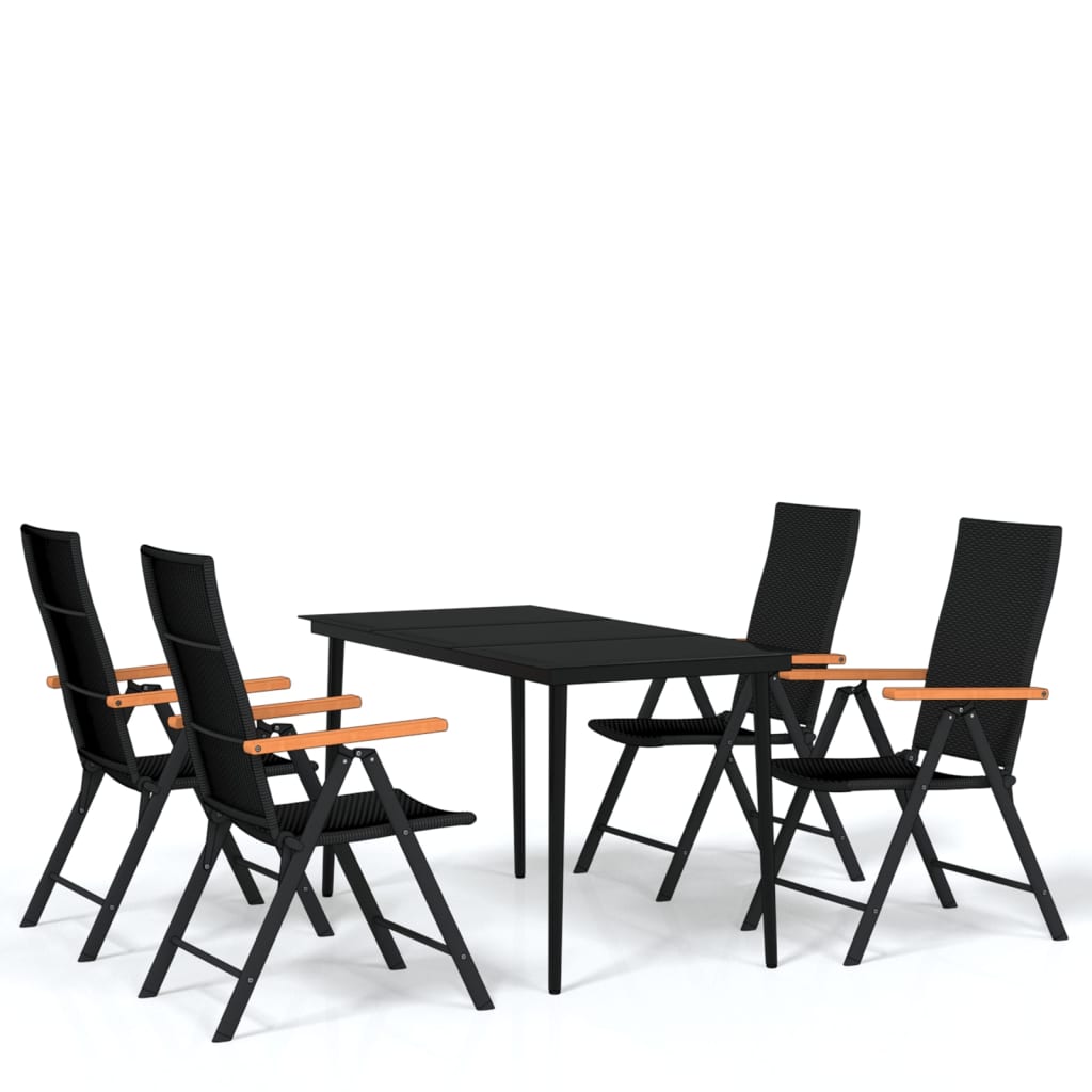 Set da Pranzo da Giardino 5 pz Nero | homemem39