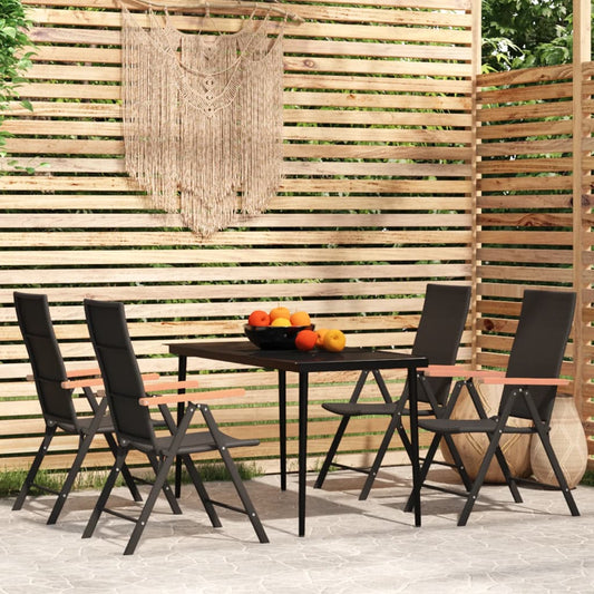 Set da Pranzo da Giardino 5 pz Nero - homemem39