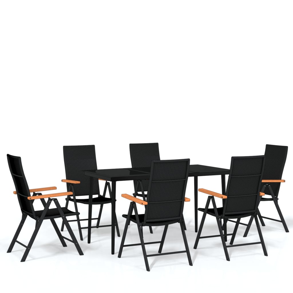 Set da Pranzo da Giardino 7 pz Nero | homemem39