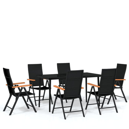 Set da Pranzo da Giardino 7 pz Nero - homemem39