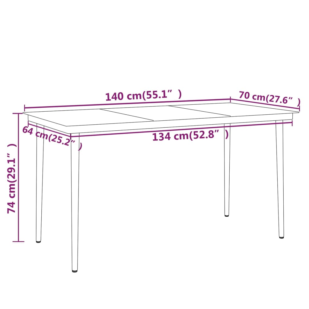 Set da Pranzo da Giardino 7 pz Nero | homemem39