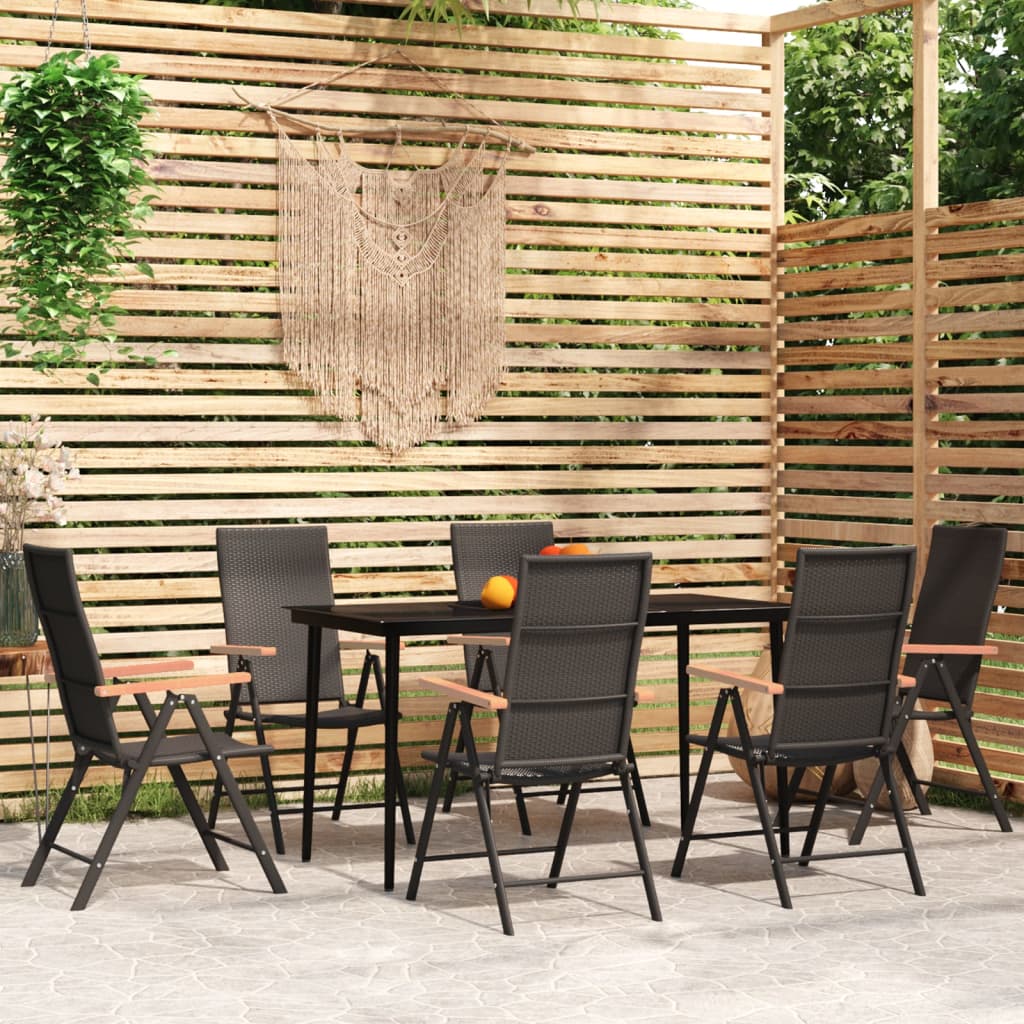 Set da Pranzo da Giardino 7 pz Nero - homemem39