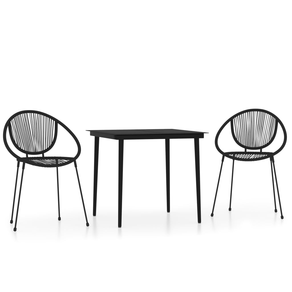 Set Mobili da Pranzo per Giardino 3 pz Nero | homemem39