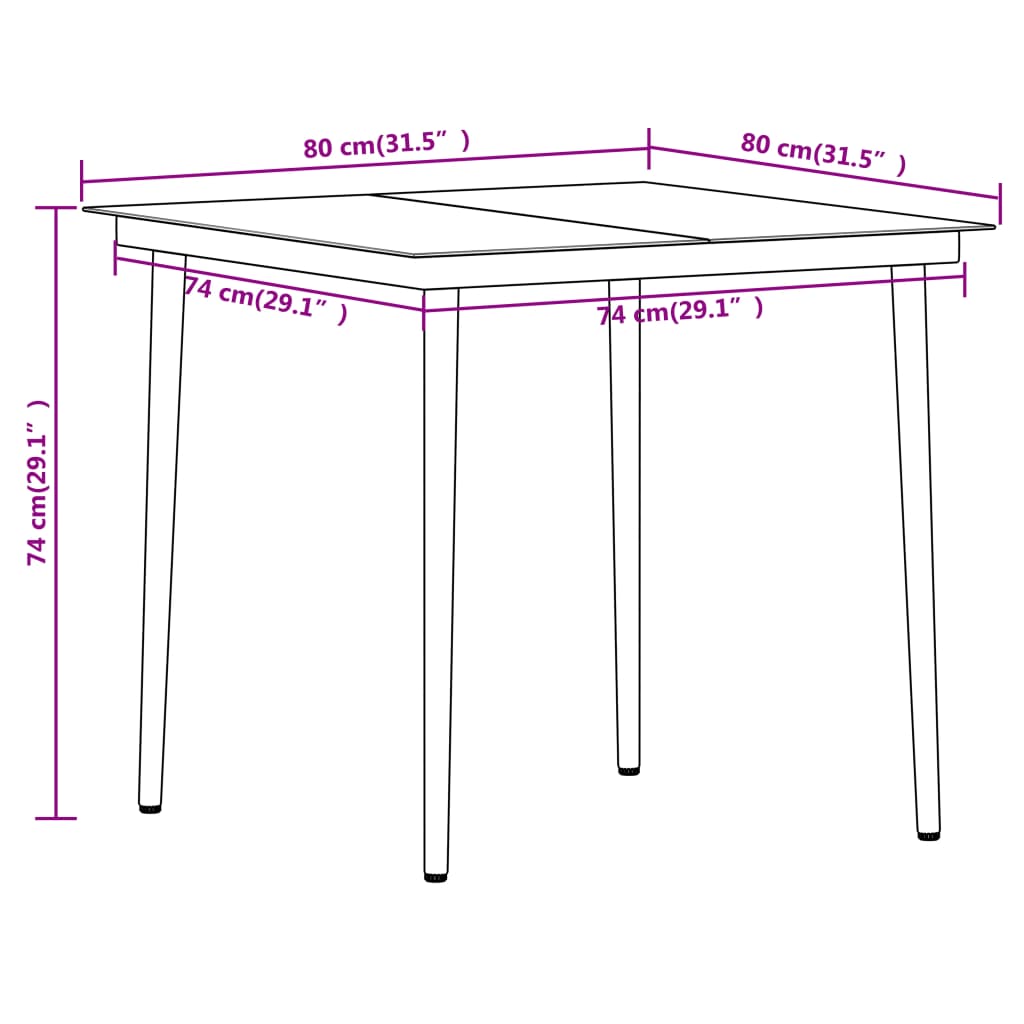 Set Mobili da Pranzo per Giardino 3 pz Nero | homemem39