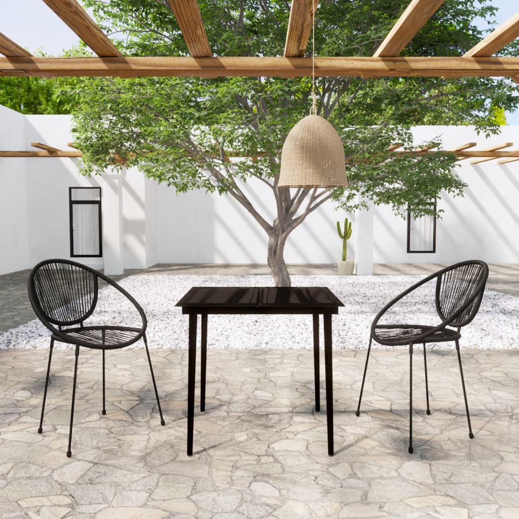 Set Mobili da Pranzo per Giardino 3 pz Nero | homemem39