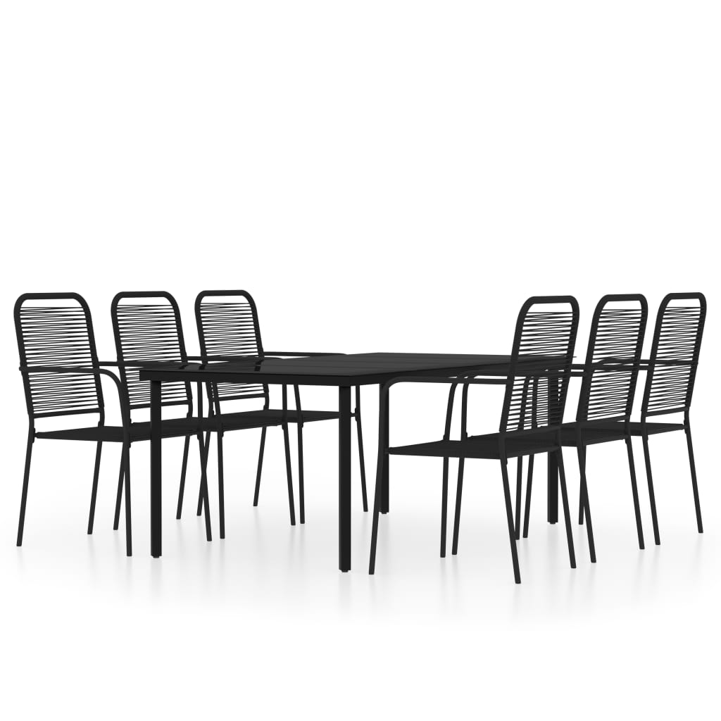 Set Mobili da Pranzo per Giardino 7 pz Nero | homemem39