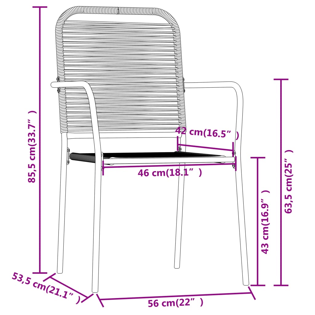Set Mobili da Pranzo per Giardino 7 pz Nero | homemem39