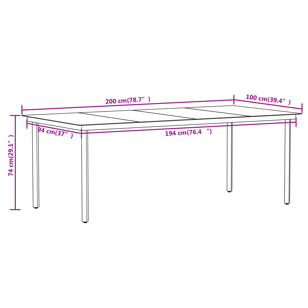Set Mobili da Pranzo per Giardino 7 pz Nero | homemem39
