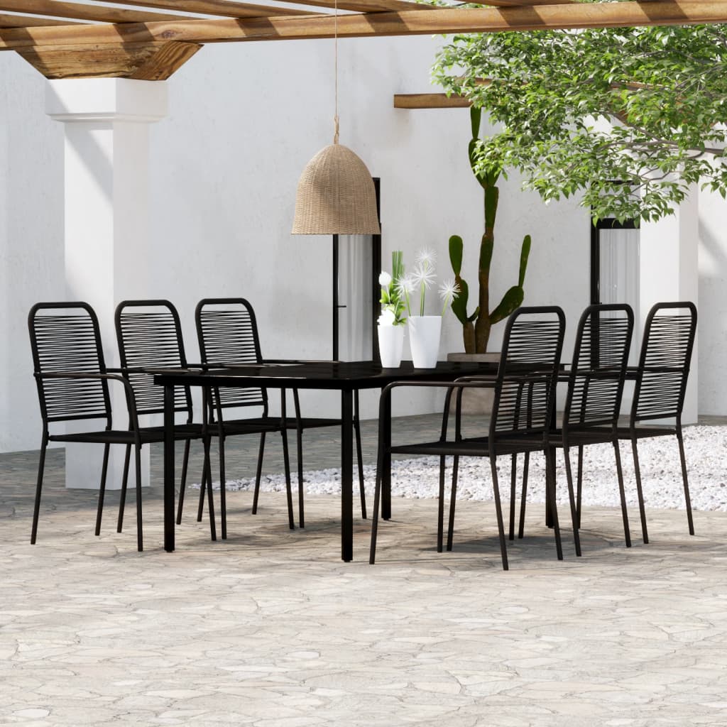 Set Mobili da Pranzo per Giardino 7 pz Nero | homemem39